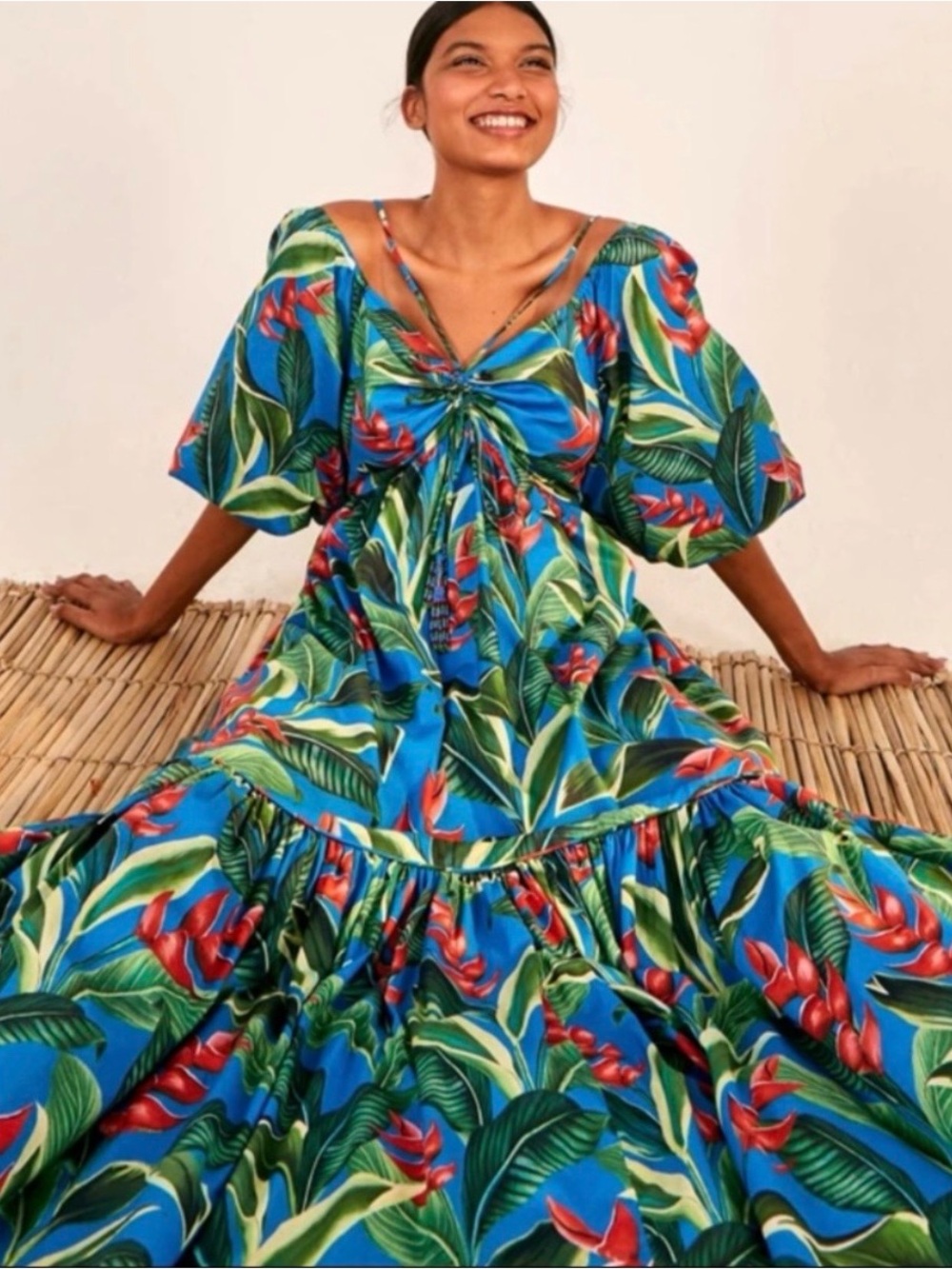 FARM Rio Dream Garden Midi Dress Large